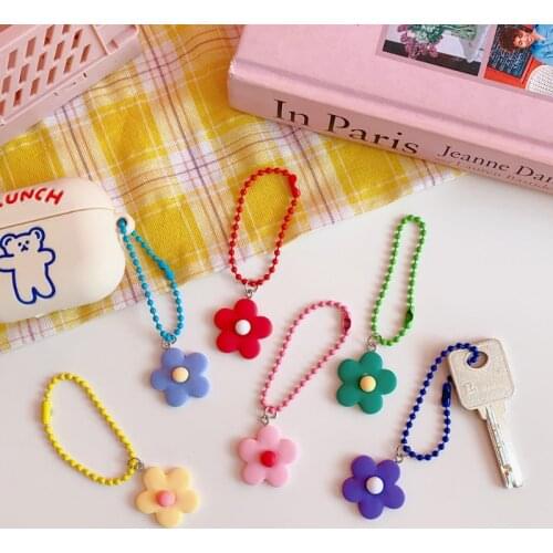 Dazzling Style Cute Girl Heart Ins Color Flower Pendant Keychain Bag Coin Purse Pendant Flower Keychain Keychain Giftgirl