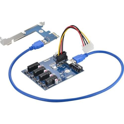 PCIe to PCI Express 1to 4 Slot Riser Card Mini ITX to External 4 PCI-e Adapter Port Multiplier Card for Miner BTC