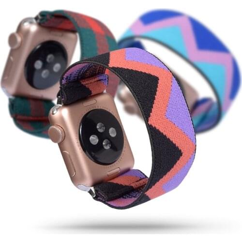 Popular In2021 Suitable for Apple IWatch 6/5/4/3/2/1 Generations Nylon Woven Apple Strap Jacquard Nylon Elastic Adjustment Strap