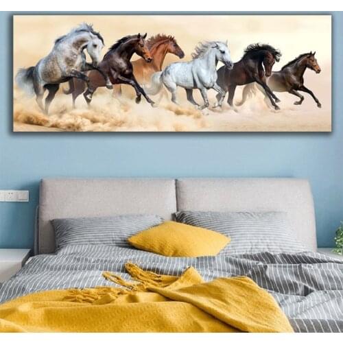SELFLESSLY Running Horses Wall Art Pictures Living Room Bedroom Colorful Abstract Animal Poster Vintage Home Decor Unframed