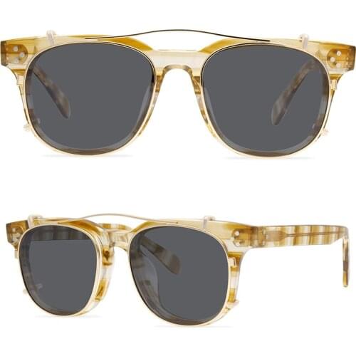 UNISEX Hand-made retro polarized sunglasses street style sunglasses with double lenses Two Lens glasses UV400 OV5236 CLIP ON