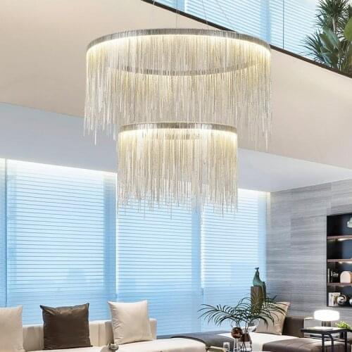 Postmodern Led Aluminum pendant light round led ring light for dining room Bar bedroom Aluminum Chain suspension hanging Lamps