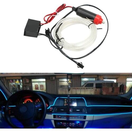 Interior Decoration Car 12V LED Cold lights Car styling Decorative Lamp Flexible Neon EL Wire Light Strips 2m