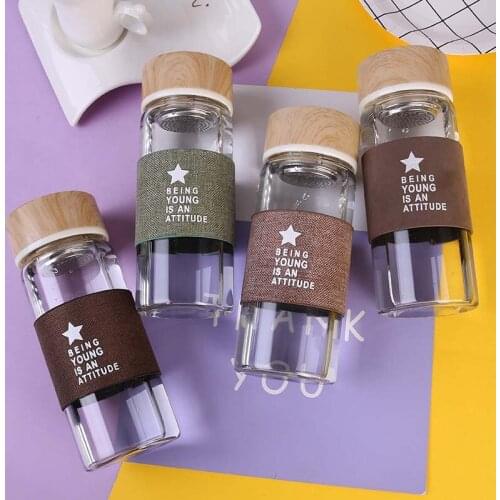 High Quality 400ML Glass Water Bottle with Tea Infuser My Drink Protein Shaker Sports Bottle Travel Coffee Hot Water Bottles
