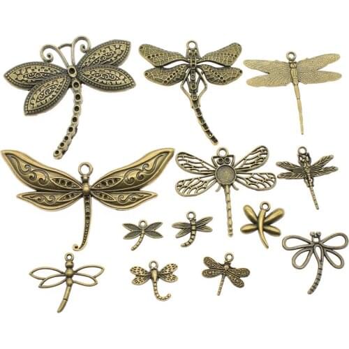 WYSIWYG 40g Antique Bronze Color Zinc Alloy Random Mix Styles Dragonfly Charms DIY Handmade Craft For Jewelry Making