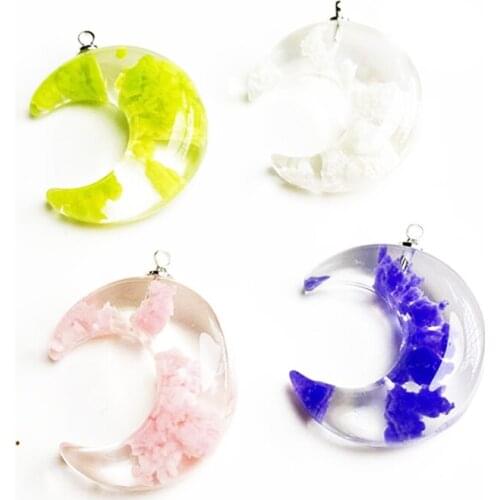Yamily 4pcs/Resin Simulation 3D Moons Transparent Charms luminescent Pendant For DIY Earring Keychain Jewelry Bracelet Necklace