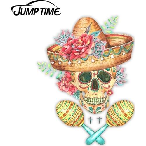 Jump Time Sugar Skull Calavera Fun Vinyl Stickers Sticker Laptop Luggage JDM Decal Car Wrap Bumper Trunk Truck Graphics