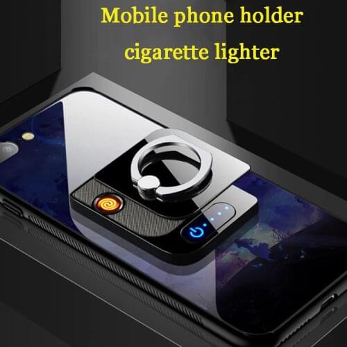 Cool Windproof Electric Lighter Gadgets For Men USB Rechargeable Ring Buckle Lighter Mobile Phone Holder Dropship Suppliers