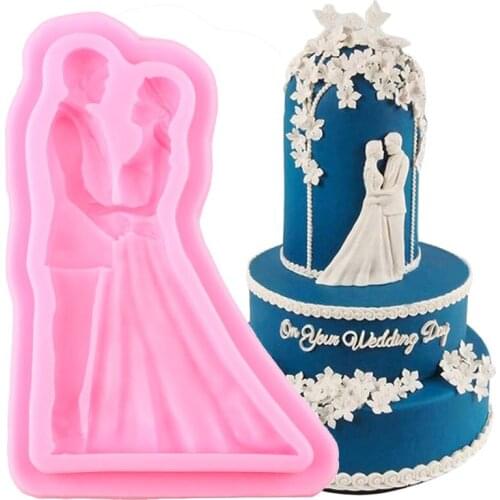 Groom Bride Silicone Mold DIY Wedding Cake Border Fondant Molds Cake Decorating Tools Resin Clay Candy Chocolate Gumpaste Moulds
