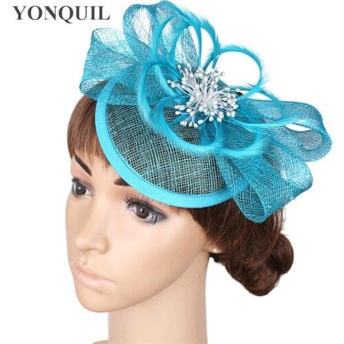 Ladies Bridal Women Wedding Fascinator Hat Cocktail Party Church Headpiece Headband High Quality Sinamay Making Accessory SYF263
