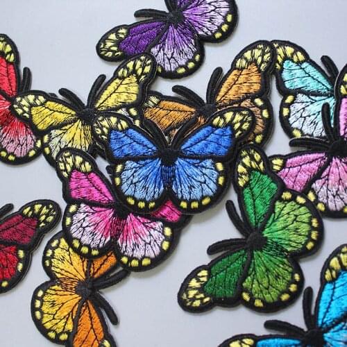12PCS/lot Butterfly (Size:7.3X4.1cm) DIY Embroidery Patch Applique Iron On Patches For Clothing Ironing Cloth Apparel Sewing