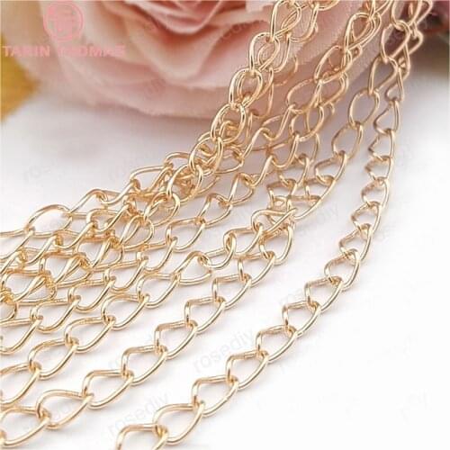 2 meters width 3.1MM 24K Champagne Gold Color Plated Copper Necklace Extended Chain Link Chains Jewelry Accessories