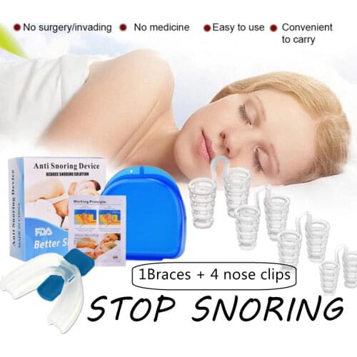 5PCS Anti Snoring Nasal Dilators Mouth Guard Mouthpiece Anti-Snore Solutions Set Sleep Care Tools for Men Women Better Sleep