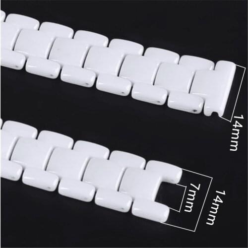 HQ 14 mm White Ceramic Watchband 7MM Concave Interface End Replacement Watch Strap Small Bracelet Wristwatches Bands Belt Tool