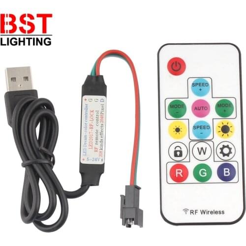 WS2812B WS2811 SK6812 LED Controller RGB Dimmer 5V RF Wireless 3Pin Jack USB Output WS2812B RGB LED Strip Remote Controller