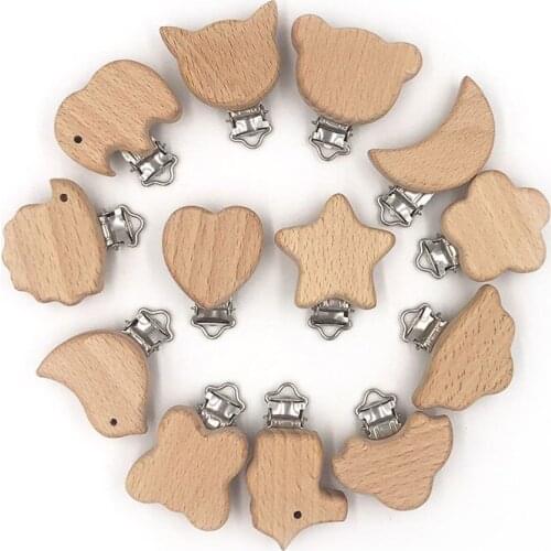 5PCs Nipple Chain Accessories BPA Free Cute Modelling Beech Pacifier Clip Small Elephant Heart-shaped Baby DIY Preferred
