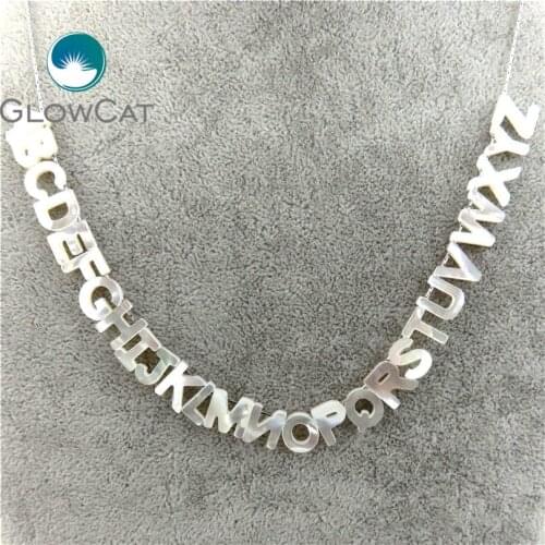 26pcs Shell Initial Alphabet Letter Pendant Chain Necklaces Handmade Name Charms Girl Kids Party Gift Jewelry