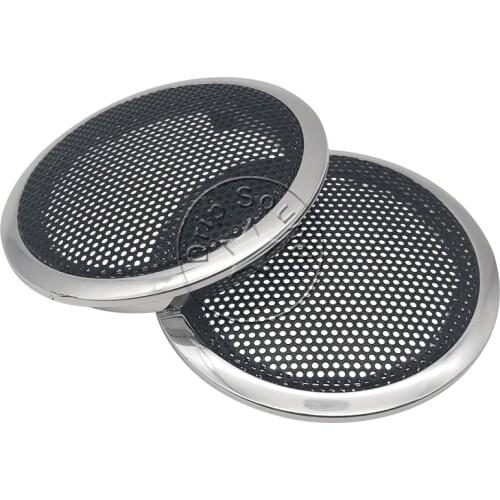 For 2" inch Tweeter Speaker Grill Cover Car Audio Decorative Circle Metal Mesh Grille Protection #Silver+Black