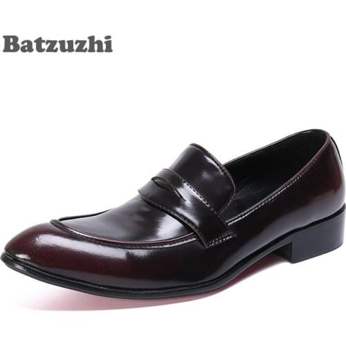 Batzuzhi Formal Men Dress Shoes Genuine Leather Business Shoes Zapatos Hombre Slip On, Big Sizes US6-12, EUR38-46