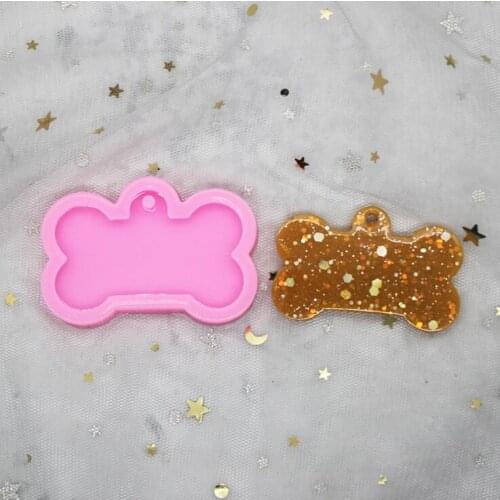 DIY Dog Tag Bone Shaped Keychain Casting Silicone Mould Crafts Key Chain Pendant Making Tools Crystal Epoxy Resin Mold