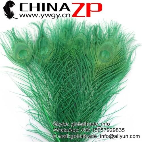 CHINAZP Factory Cheap Wholesale 500pcs/lot Top Quality Full Eye Dyed Kelly Green Peacock Feather for DIY Decoration