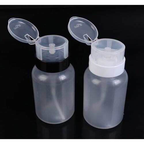 1PC 200ML Nail Polish Remover Alcohol Cleansing Liquid Split Bottles With Cover Plastic Press Pump Refillable Bottles