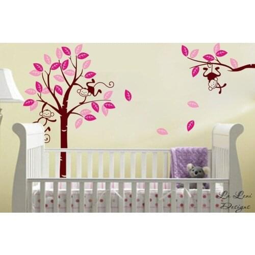 Personalised color Monkey Tree Wall Stickers Decor Kids Nursery Bedroom Vinyl Decals New Arrivals Wallpaper Design Mural SA387