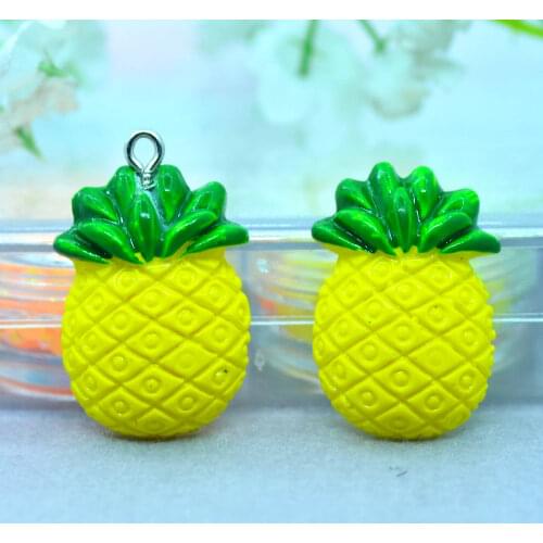 10PCS Resin Flatback Pineapple Cabochons Dollhouse Fruit Miniatures DIY Scrapbooking Embellishments Children Hair Bow Centers