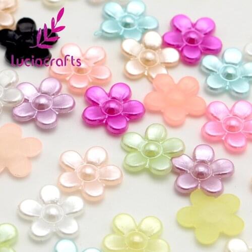 Lucia crafts 12mm ABS Imitation Flower Flatback Mix Colors Scrapbook DIY Handmade Decor Accessories F0314