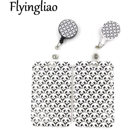 Panda Animal Fashion Women Card Holder Lanyard Colorful Retractable Badge Reel Nurse Doctor Student Exhibition ID Card Clip
