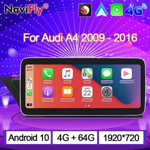 NaviFly Android Stereo Receiver Car Radio With Screen For Audi A5 A4L B8 2009-2016 Wireless Carplay 1920*720 4GB 64GB Octa Core