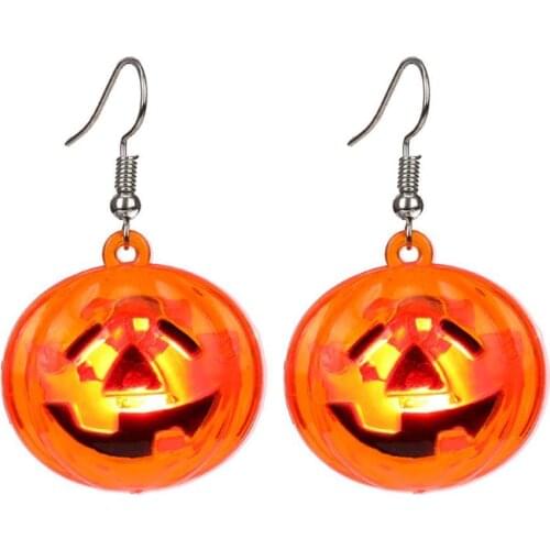 Novelty LED Lights Glow Earrings Pumpkin Glow Earrings Charm Skull Light-Up Drop Earrings For Women Halloween Party Accessories