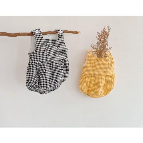 Newborn Baby Clothes Vest Plaid Baby Romper Thick Winter Infant Jumpsuit Sleeveless Toddler Clothes Cotton Kids Playsuit Overall