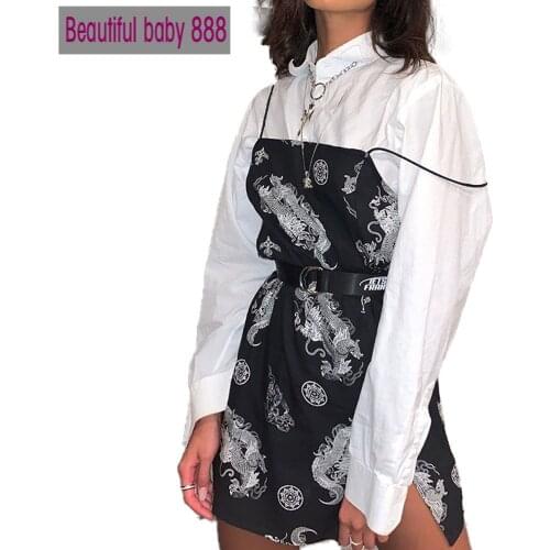 Meqeiss 2020New Fashion suspenders dragon print sleeveless slit sexy slip mini dress spring summer women streetwear club outfits