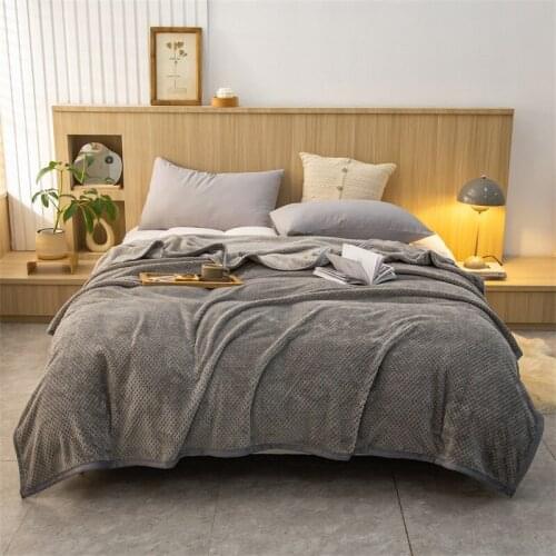 Blankets for Beds Solid Yellow Color Soft Warm 300GSM Plaid Square Flannel Blanket On the Bed Thickness Throw Blanket