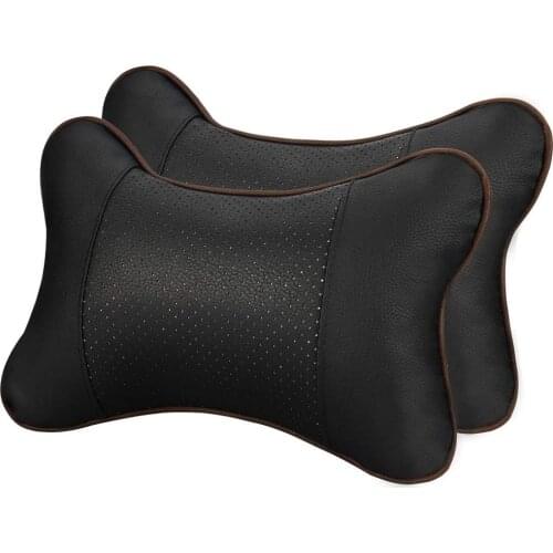 1 Pcs PU & Cloth Excellent Durability Auto Safety Car Headrest Breathe Seat Head Neck Rest Pillow Universal Fit For All Vehicles