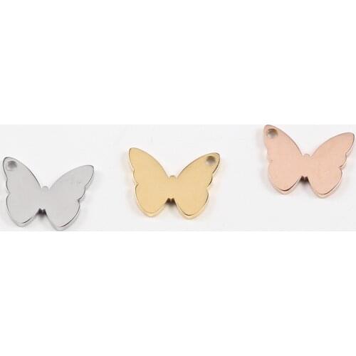 10pcs/Lot Real Stainless Steel Mirror Polish Butterfly Small DIY Charms Pendants for Jewelry Making Accessories