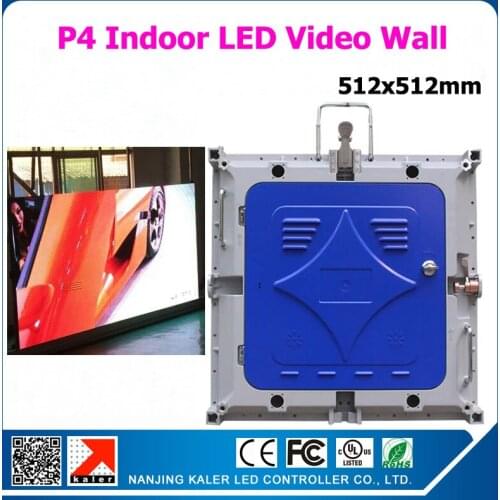 Kaler Indoor rental led video wall P4 rental die-cast aluminum cabinet 512x512mm with one receiving card in it