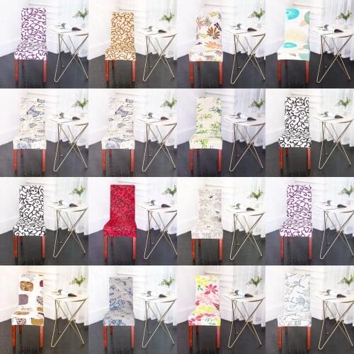 Simplicity Flower Printing Removable Chair Cover Big Elastic Slipcover Modern Kitchen Seat Case Stretch Chair Cover For Banquet