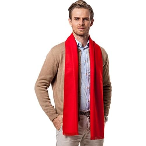 Fashion Winter Solid Color Men Red Scarf Luxury Brand Designer Style Wool Soft Cashmere Scarves Cachecol Masculino Inverno Shawl