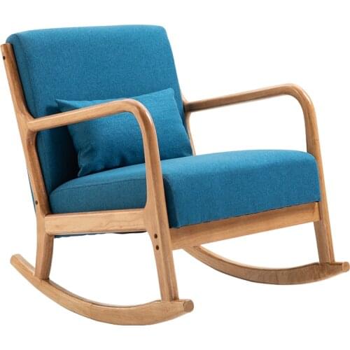 Nordic Solid Wood Rocking Chair Household Rocking Chair Leisure Chair Lazy Sofa Single Sofa Chair Balcony Leisure Chair
