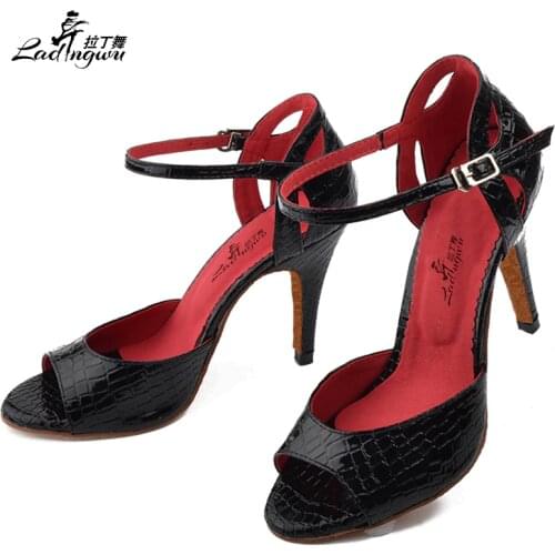 Ladingwu New Salsa Shoes Dance Womens High Heel Shoes Sandals 10cm Party Performance women Latin Dance Shoes Red Black PU