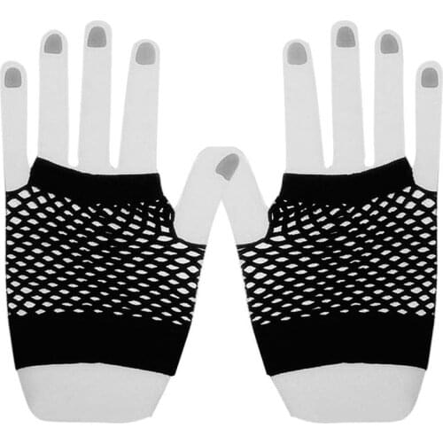1Pair High Quality Punk Goth Candy Colors Net Gloves Without Fingers Lady Disco Dance Costume Lace Fingerless Mesh Fishnet Glove