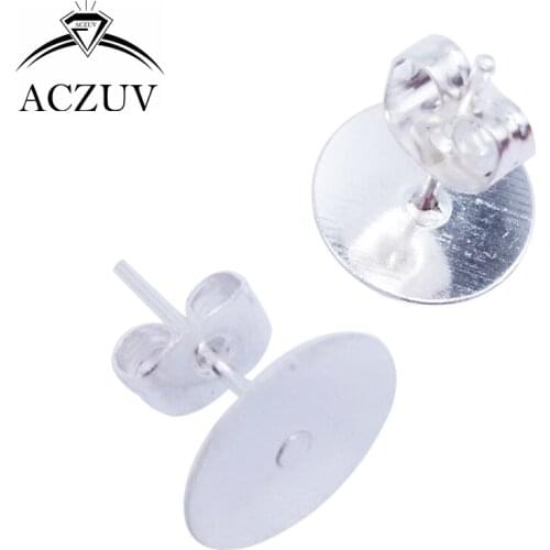 1000pcs Silver Plated 4mm 6mm 8mm 10mm Glue Pad Stud Earring Posts with Stoppers Butterfly Backs Findings EDT007