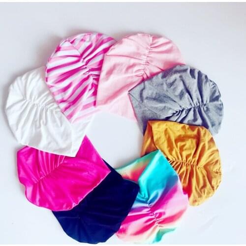 2018 Infant Newborn Kids Baby Hats Turbans Caps Lovely Children Headwear Wrinkle solid Caps Toddler cap Accessories with flower