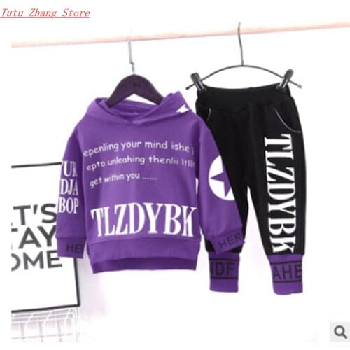 2021 Spring Autumn Baby Boys Girls Clothes Children Letters Hoodies Tops+Pants 2Pcs/sets Toddler Active Clothing