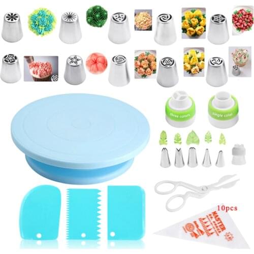 26/33pcs Russian Tulip Pastry Nozzles For Cream Stainless Steel Icing Piping Tips Pastry Bag Confectionery Cake Decorating Tools