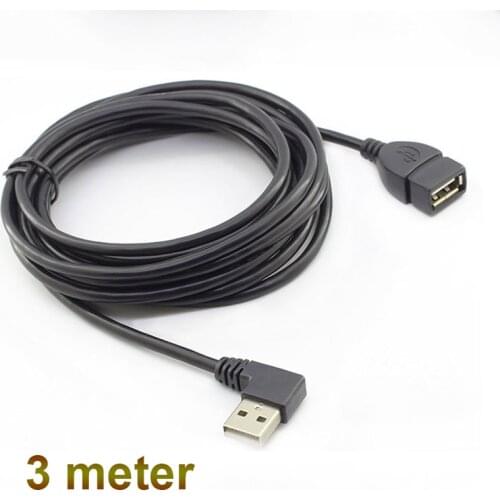 3m Right Angle 90 Degree USB 2.0 Type A Male to Female Extension Data Charge Cable Cord Shielded