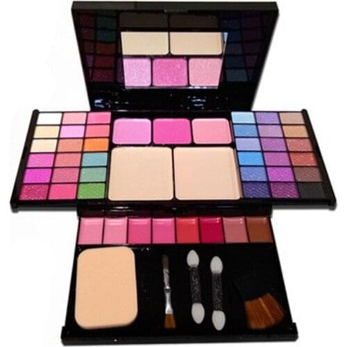 3 Layers 49 Color Eyeshadow Palette Set Makeup Palette Glitter 36 Eye Shadow+8 Lip Gloss+3 Blush+2 Power with Make Up Brush Puff