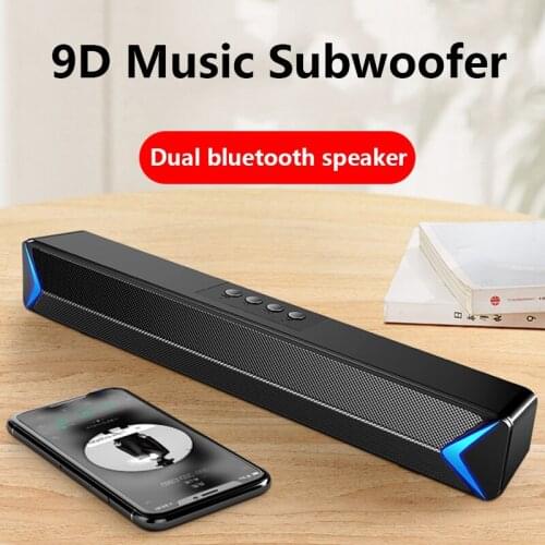 2000mAh Bluetooth Wireless Game Speaker soundbar USB 3D Stereo Subwoofer AUX FM Home Clock Indoor Sound Bar Computer Loudspeaker